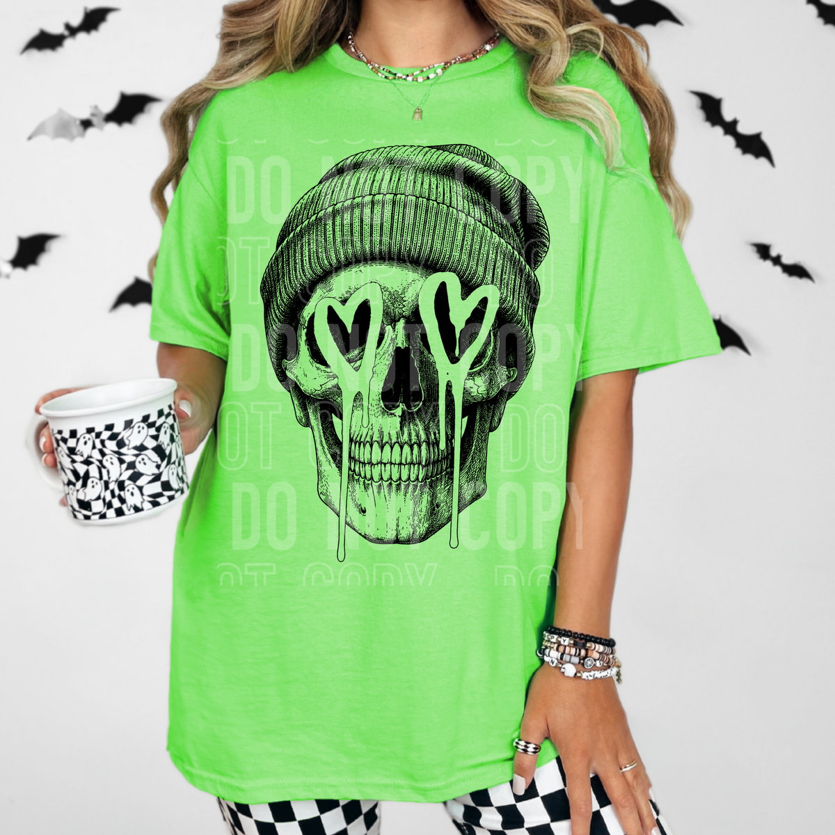 Skeleton outline melting heart eyes (SBB) DTF Transfer