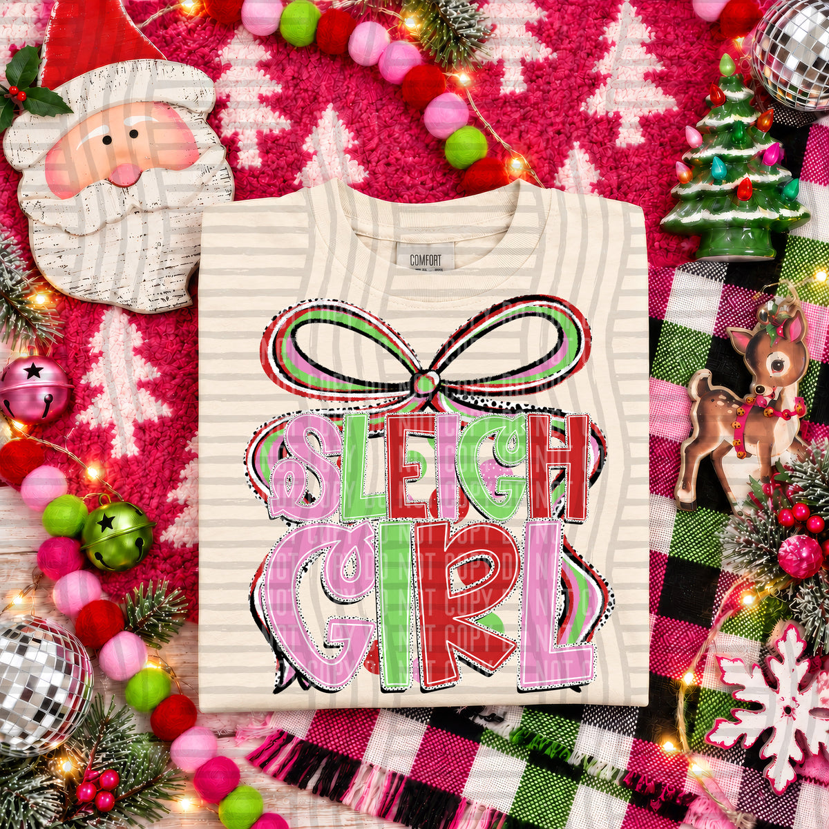 Sleigh Girl -Christmas Bow (Caplinger) DTF Transfer