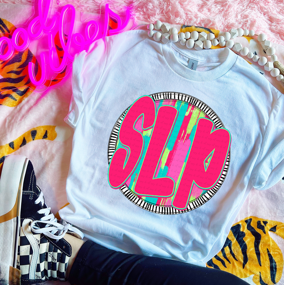 SLP Pink Font Circle 111441 DTF transfer