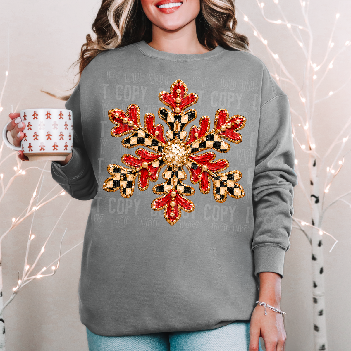 Checker and red snowflake (SBB) DTF Transfer