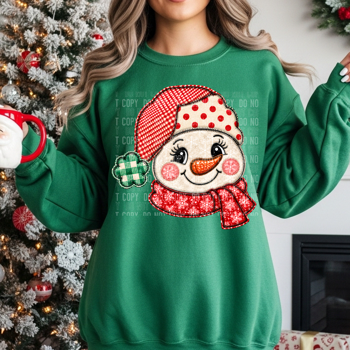 Snowman faux patch snowflake scarf (SBB) DTF Transfer