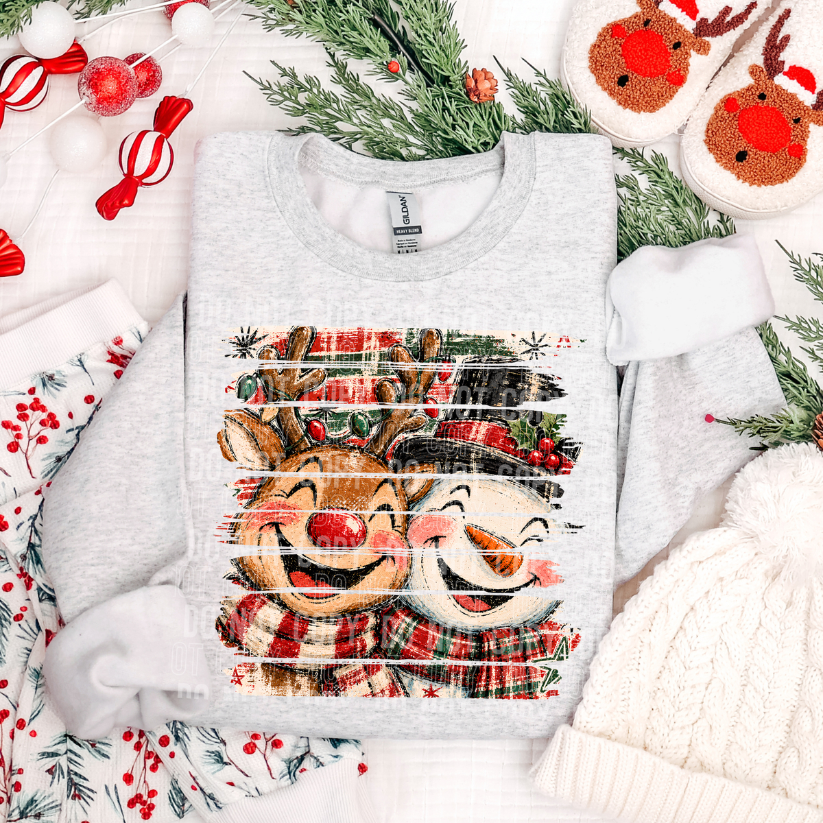 Reindeer and snowman brushstrokes (SBB) DTF Transfer