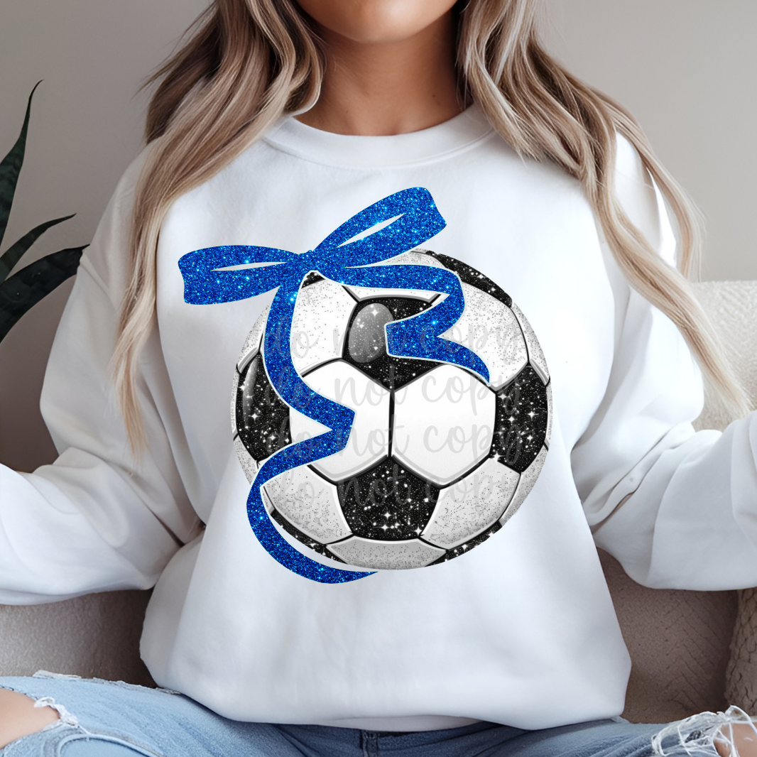 Soccer Blue bow (Parker)  DTF Transfer