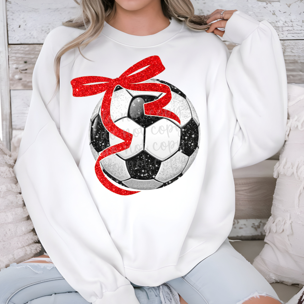 Soccer red bow (Parker)  DTF Transfer