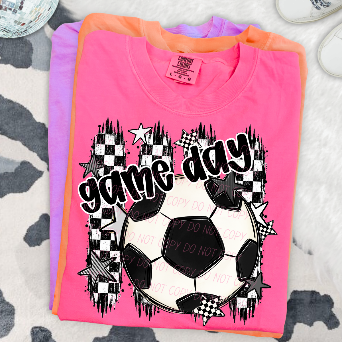 soccer game day checker sports black and white (city) DTF Transfer