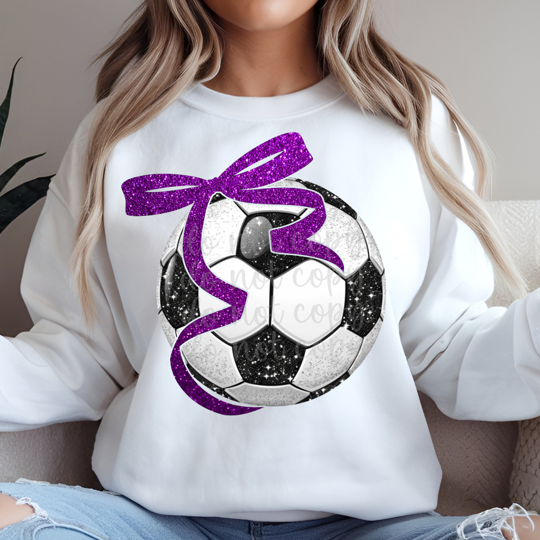 Soccer Purple bow (Parker)  DTF Transfer