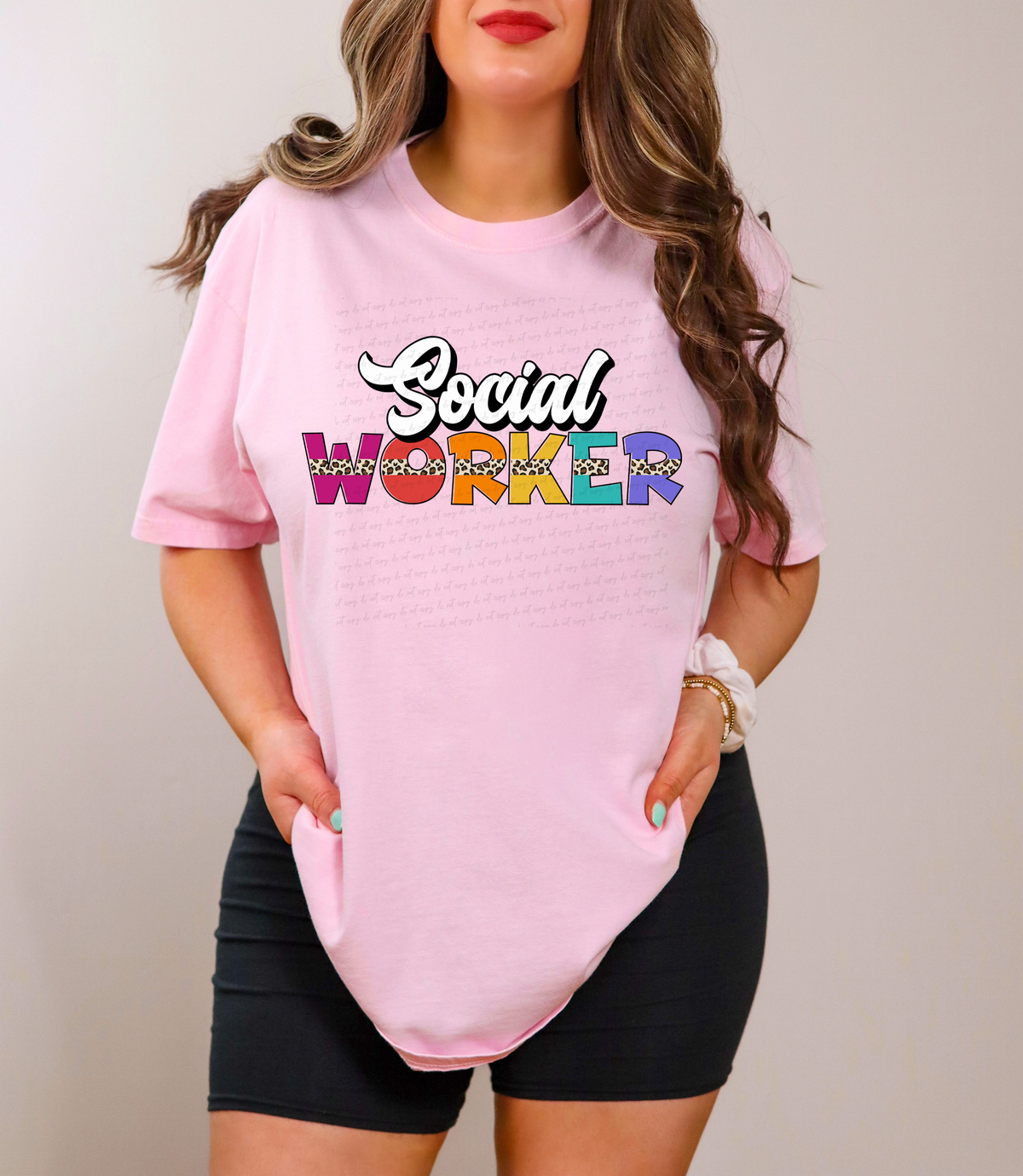 Social Worker Middle Stripe Leopard Font 116659 DTF Transfer