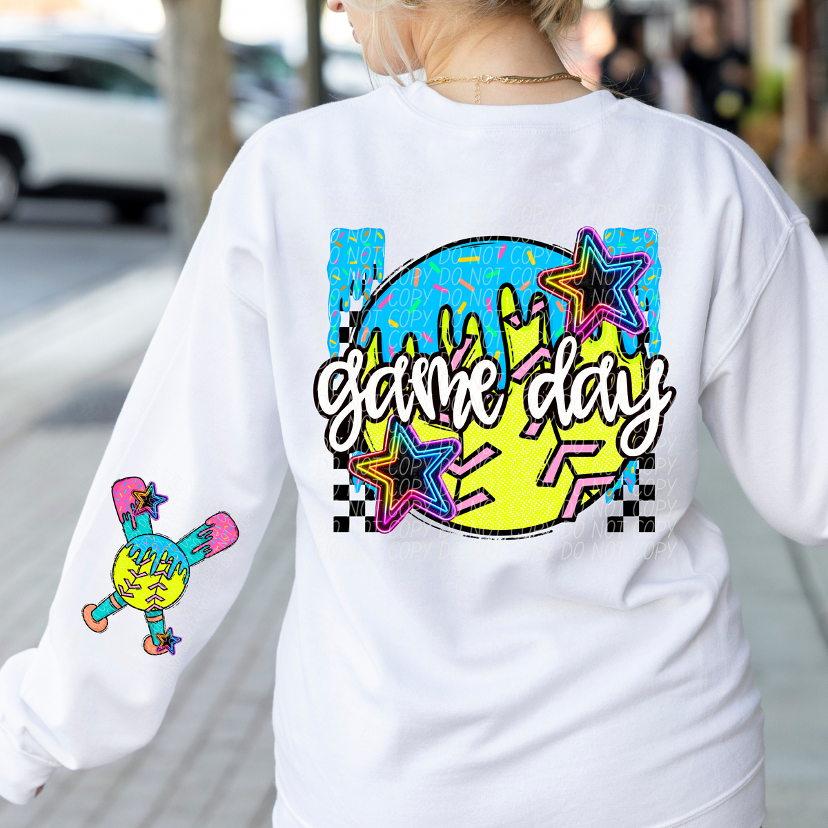 Softball game day sleeve drip (CITY) DTF transfer