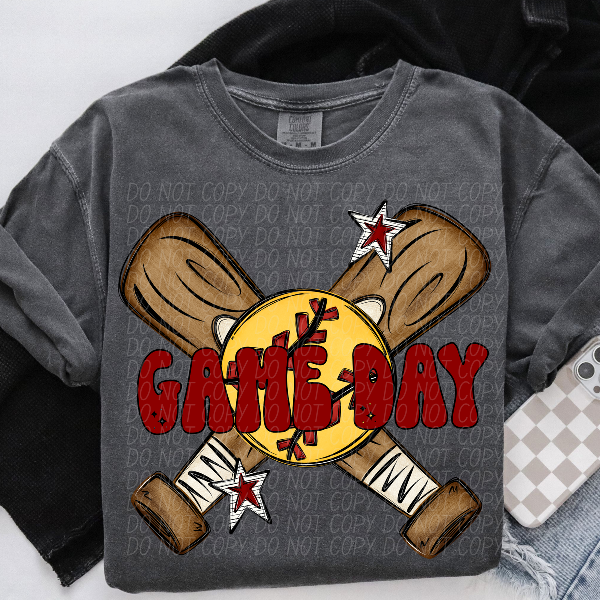 Softball Game Day MAROON (City) DTF Transfer
