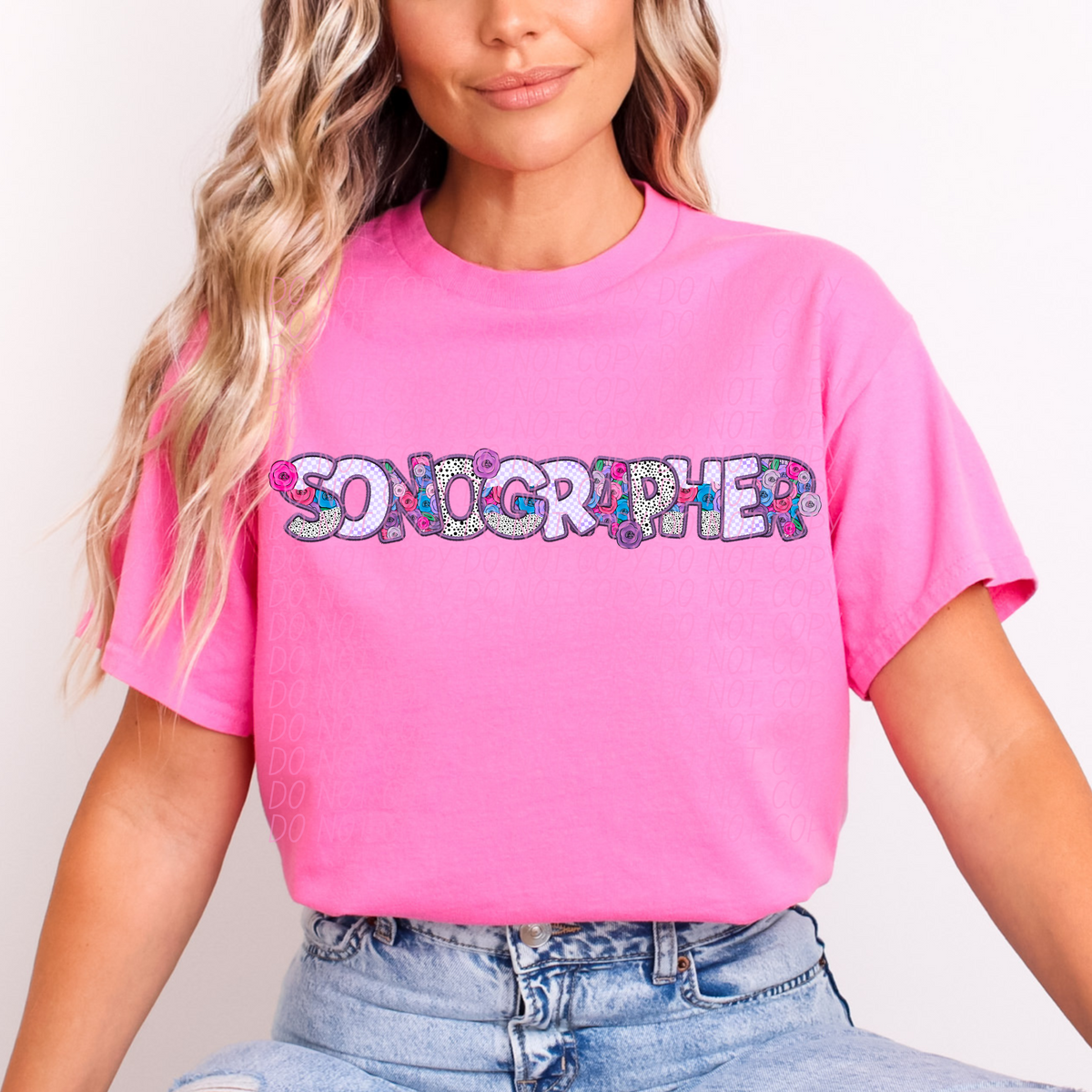 Sonographer Floral Purple Checkered (CITY) DTF transfer