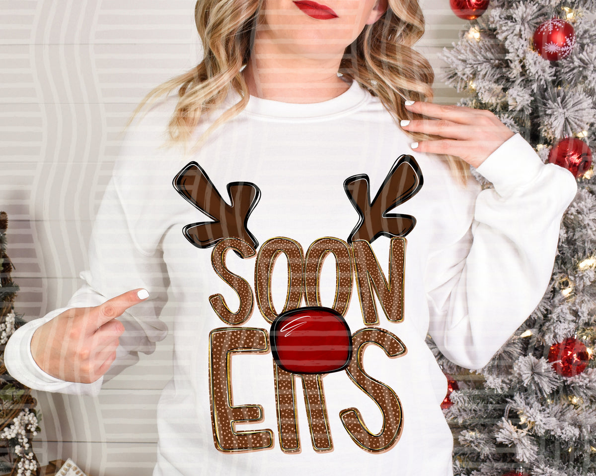 sooners deer antlers mascot red nose (caplinger) DTF Transfer