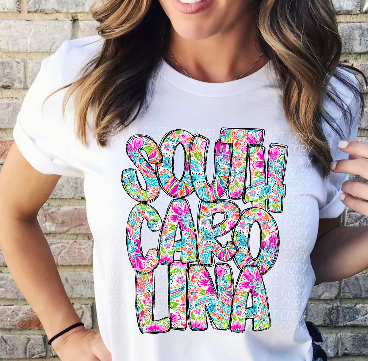 South Carolina floral STACKED CITY DTF transfer