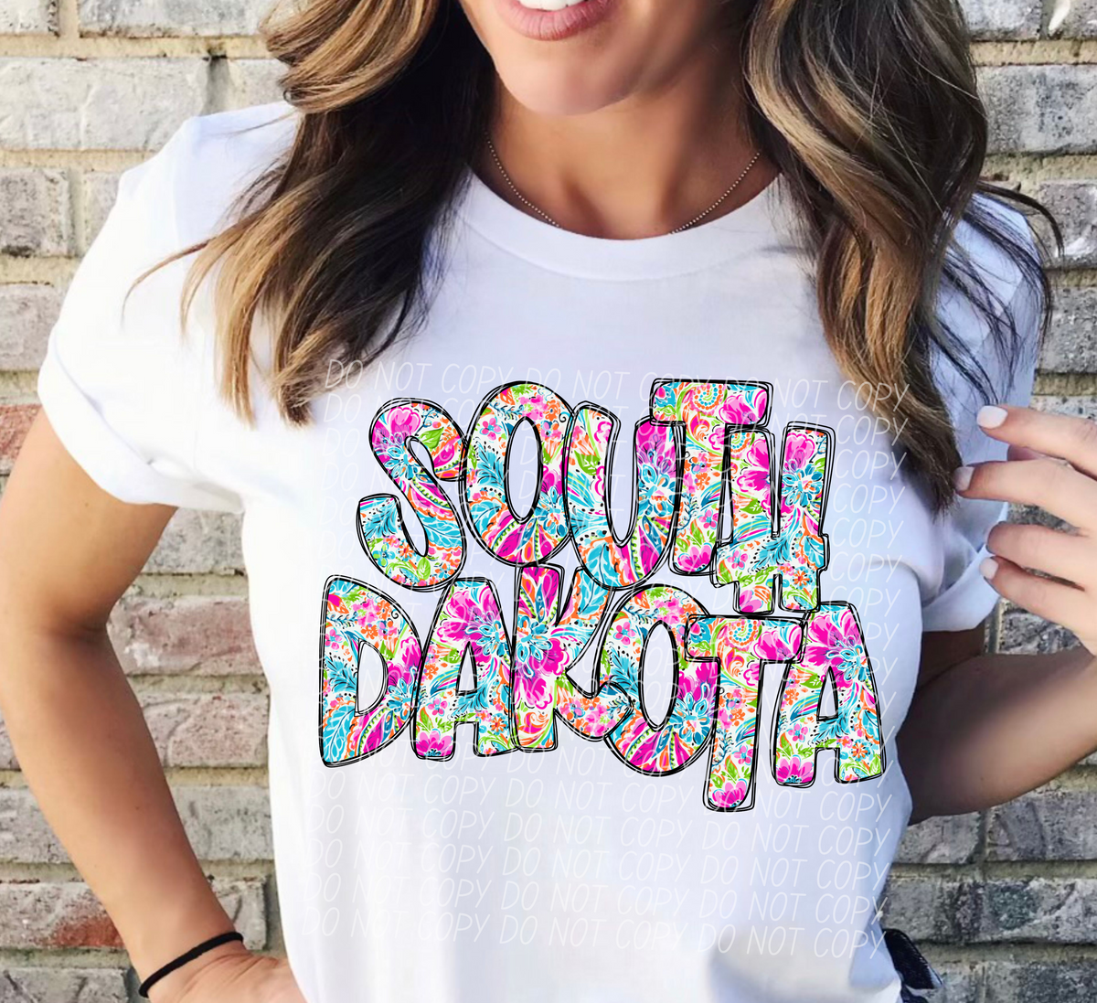 South Dakota floral STACKED CITY DTF transfer