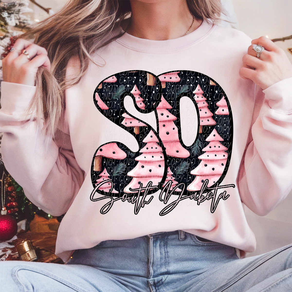 SD South Dakota Christmas State 66242 DTF transfer