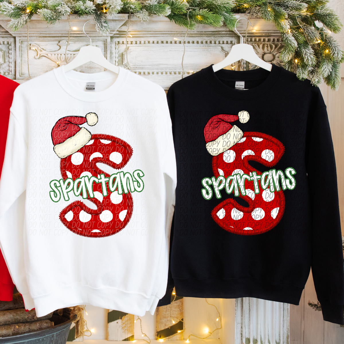S Spartans Christmas Faux Embroidery (CITY) 66367 DTF transfer
