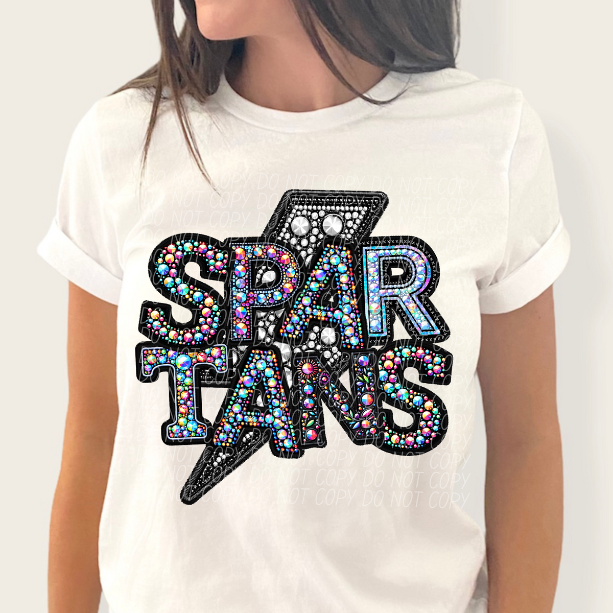 Spartans lightning bolt rhinestones (city) 45274 DTF transfers