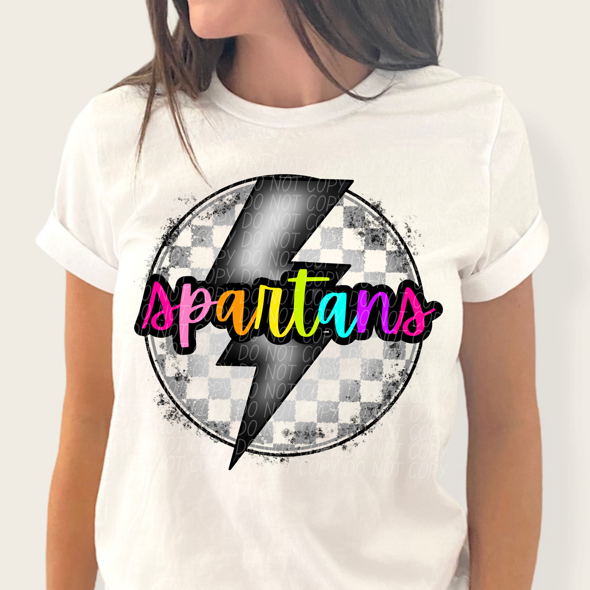 Spartans BRIGHT COLORS FONT lightning bolt circle CITY DTF transfer