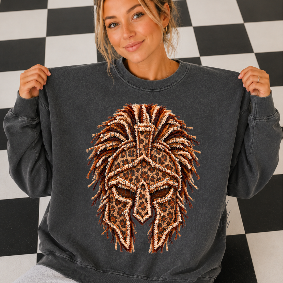 spartans leopard fringe mascot (city) DTF Transfer