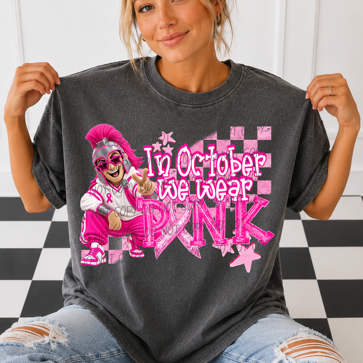 SPARTANS- in October we wear pink (city) DTF transfer