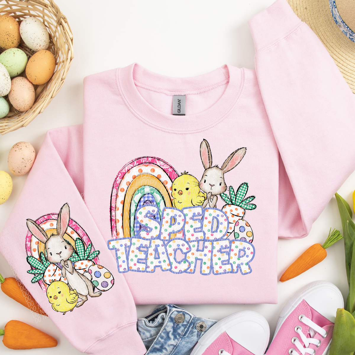 Sped Teacher rainbow chick bunny (CITY) DTF transfer