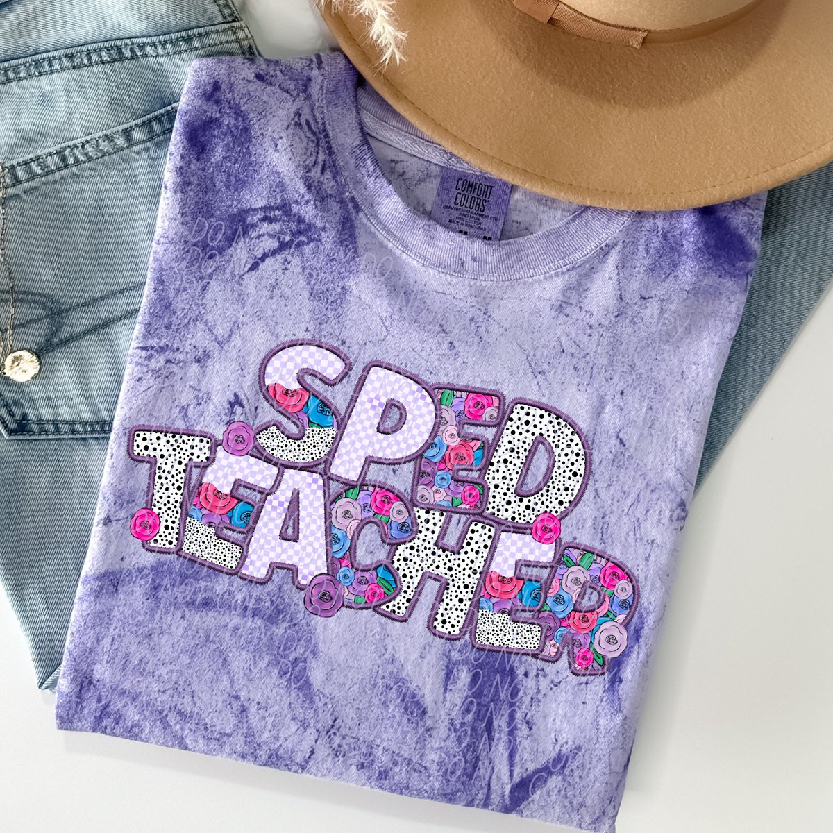 Sped Teacher Floral Purple Checkered (CITY) DTF transfer