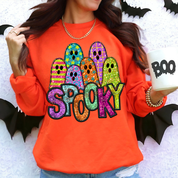 Spooky neon glitter pattered ghost (City) DTF Transfer