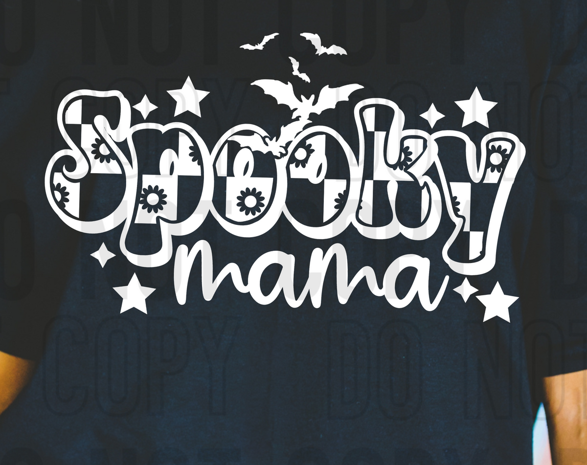 Spooky mama checkered WHITE (SBB) 109429 DTF transfer