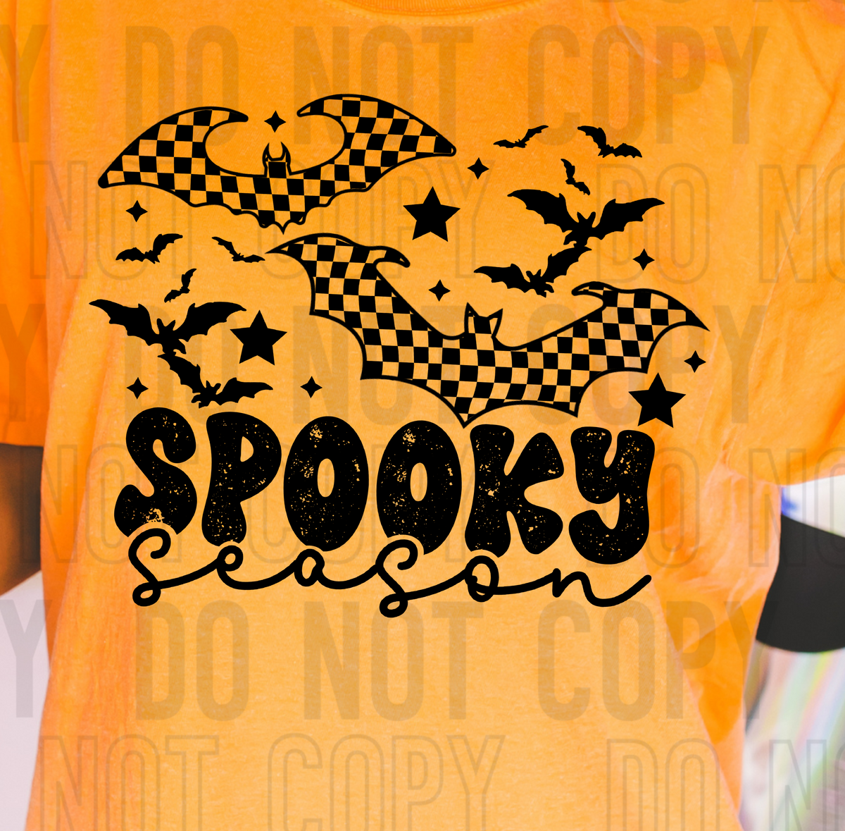Spooky season checkered bats BLACK (SBB) 109430 DTF transfer