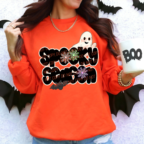 Spooky Season with checkered flowers (City) DTF Transfer