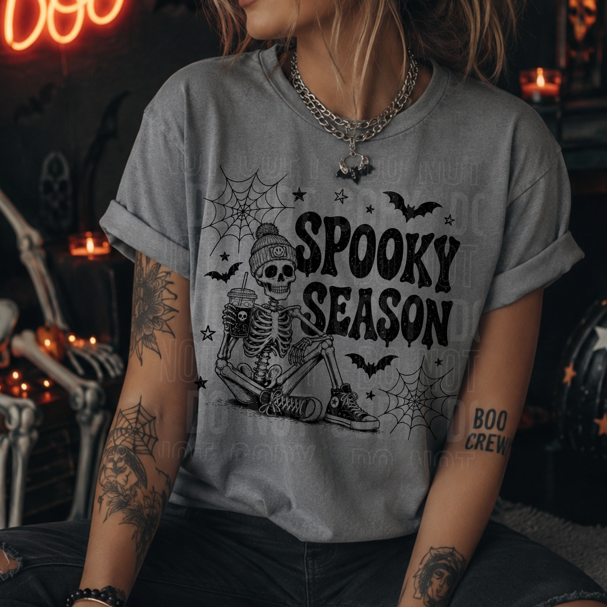 Spooky season skeleton BLACK (SBB) DTF Transfer