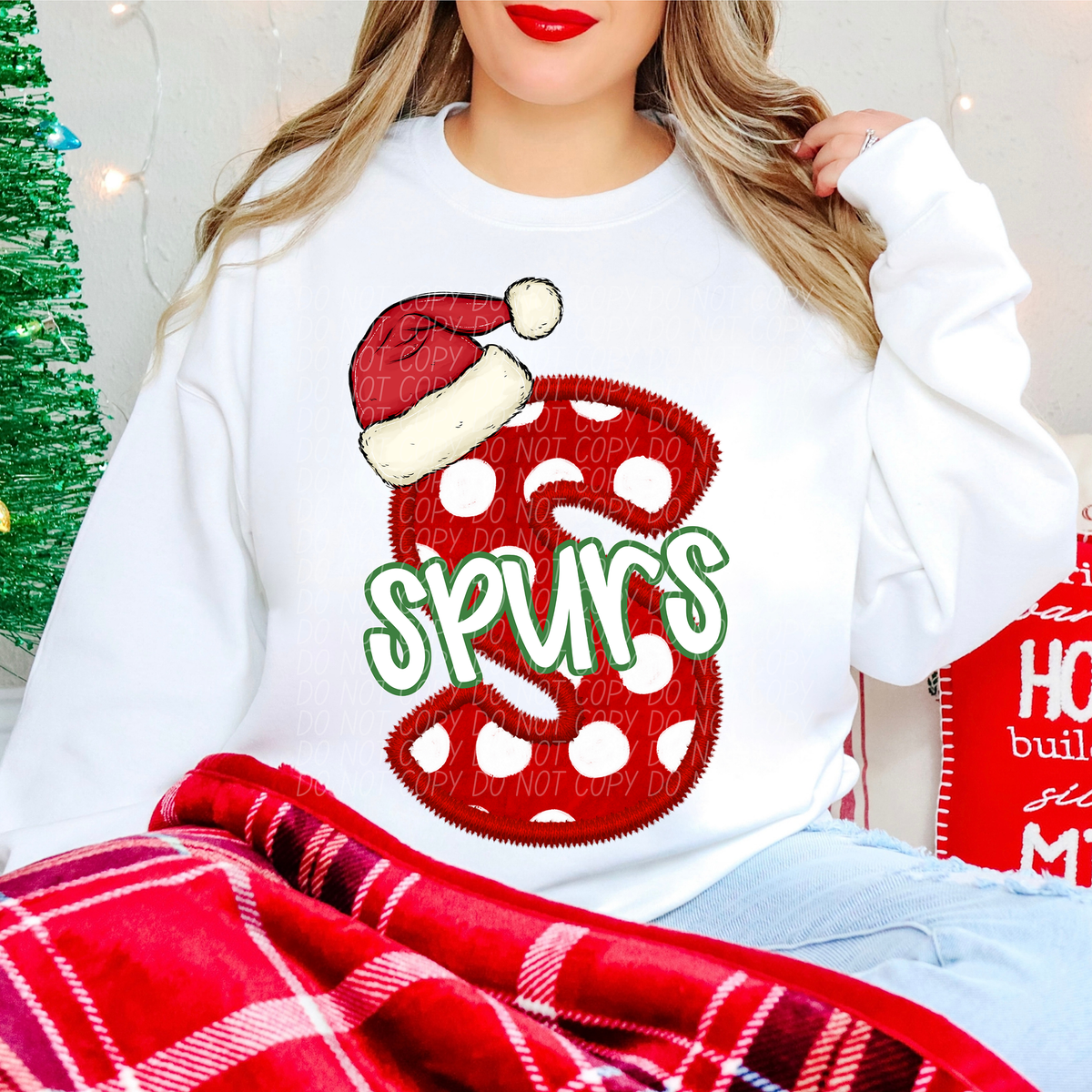 S Spurs Christmas Faux Embroidery (CITY) 66368 DTF transfer