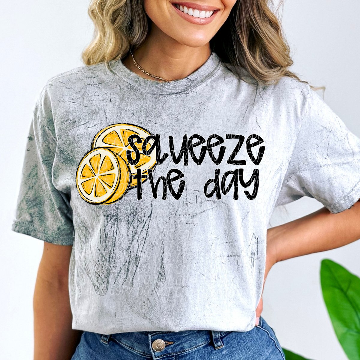 Squeeze the Day Lemon Black (CITY) DTF transfer