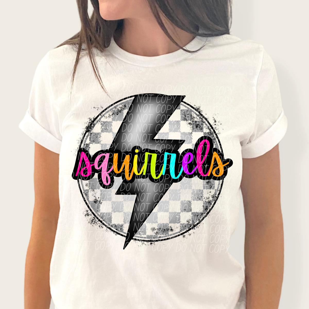 Squirrels BRIGHT COLORS FONT lightning bolt circle CITY DTF transfer