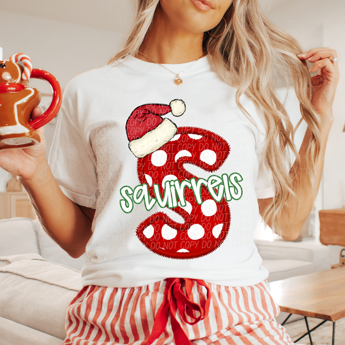 S Squirrels Christmas Faux Embroidery (CITY) 66369 DTF transfer