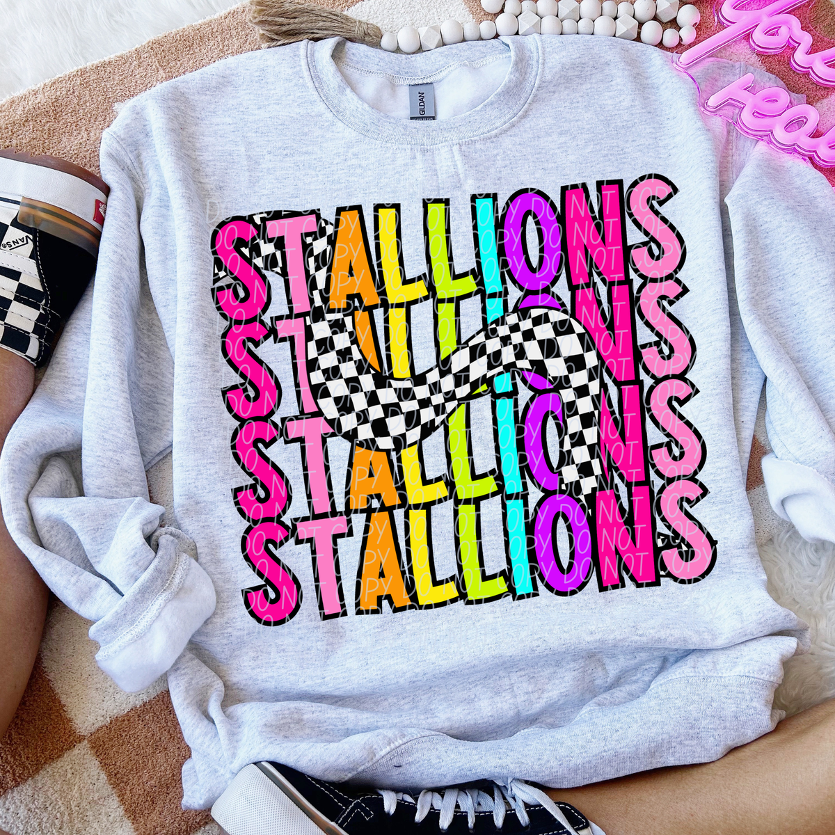 Stallions 80's Vibe Mascot STACKED (City) DTF transfer