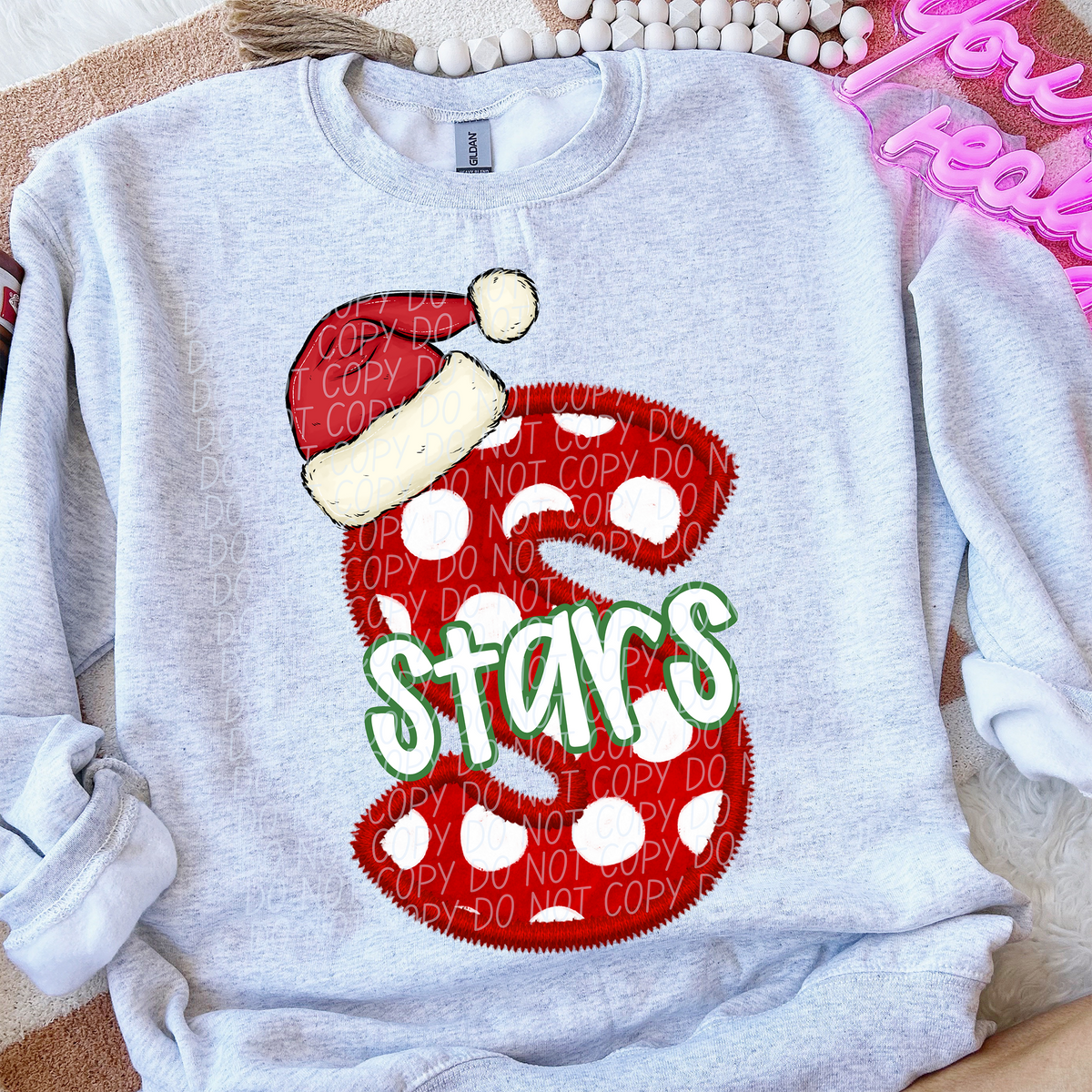 S Stars Christmas Faux Embroidery (CITY) 66371 DTF transfer