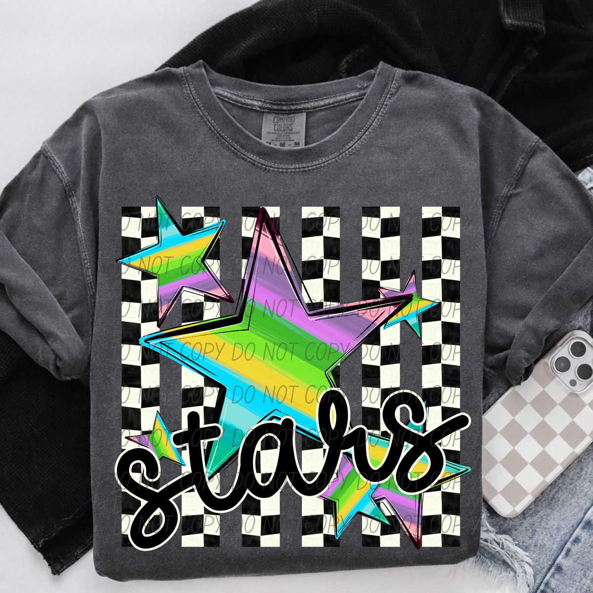 Stars checker strips (City) DTF Transfer