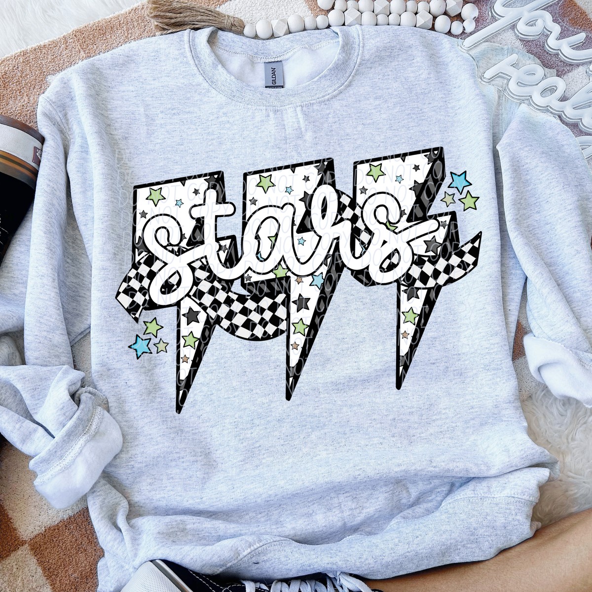 Stars star checkered bolt (CITY) DTF transfer