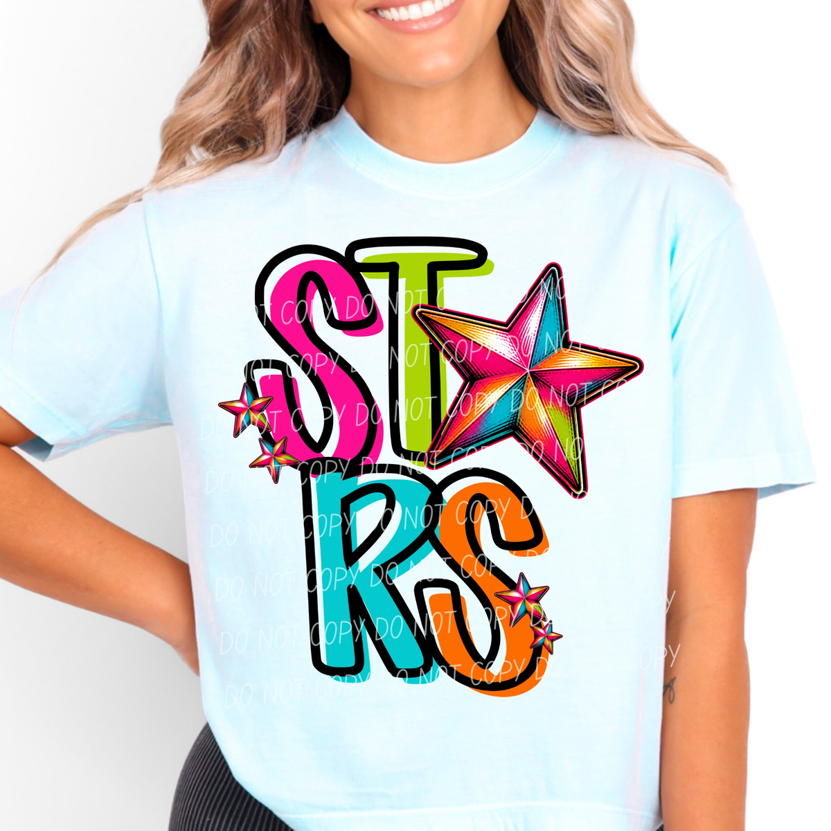 stars rainbow stacked with head (city) DTF Transfer
