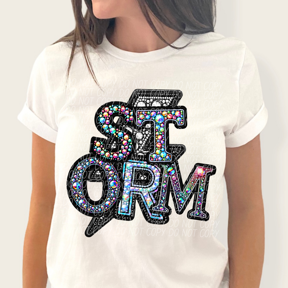 Storm lightning bolt rhinestones (city) 45276 DTF transfers