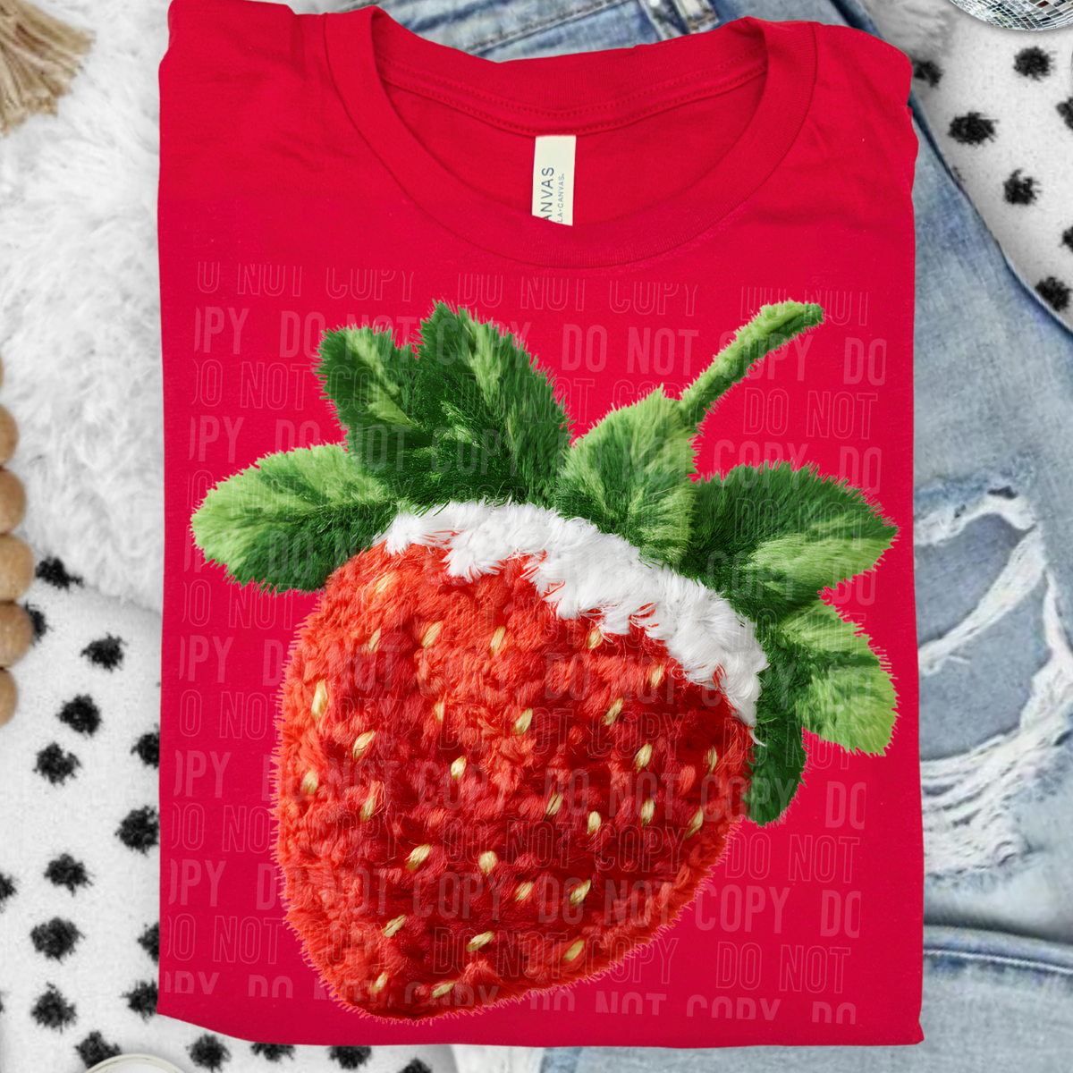 Strawberry faux yarn (SBB) DTF Transfer