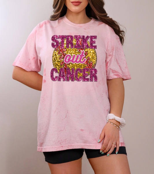 strike PINK out cancer softball sequins 40241 DTF TRANSFER