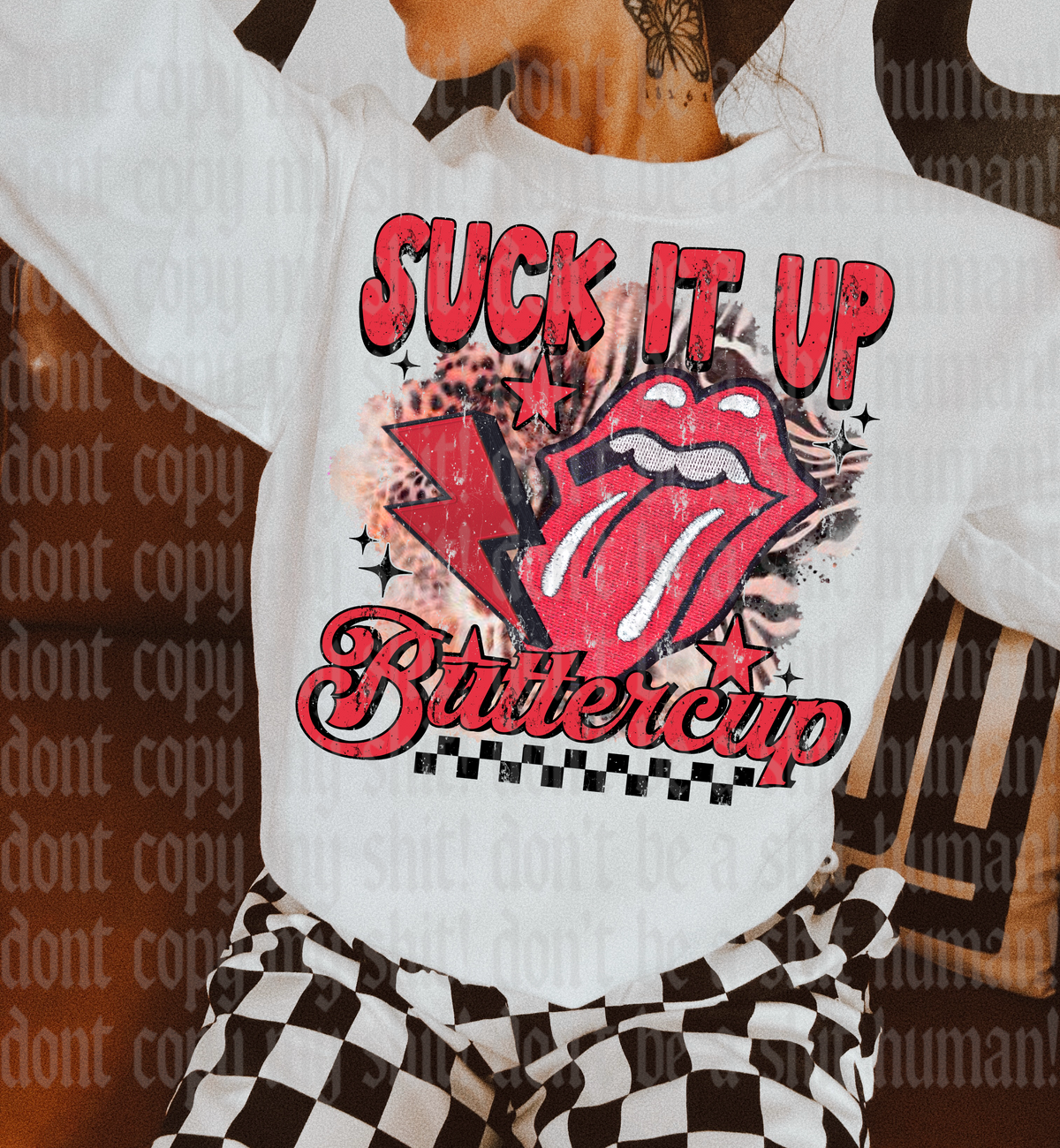 Suck it up buttercup (lips and bolt) (Lyttle) DTF Transfer