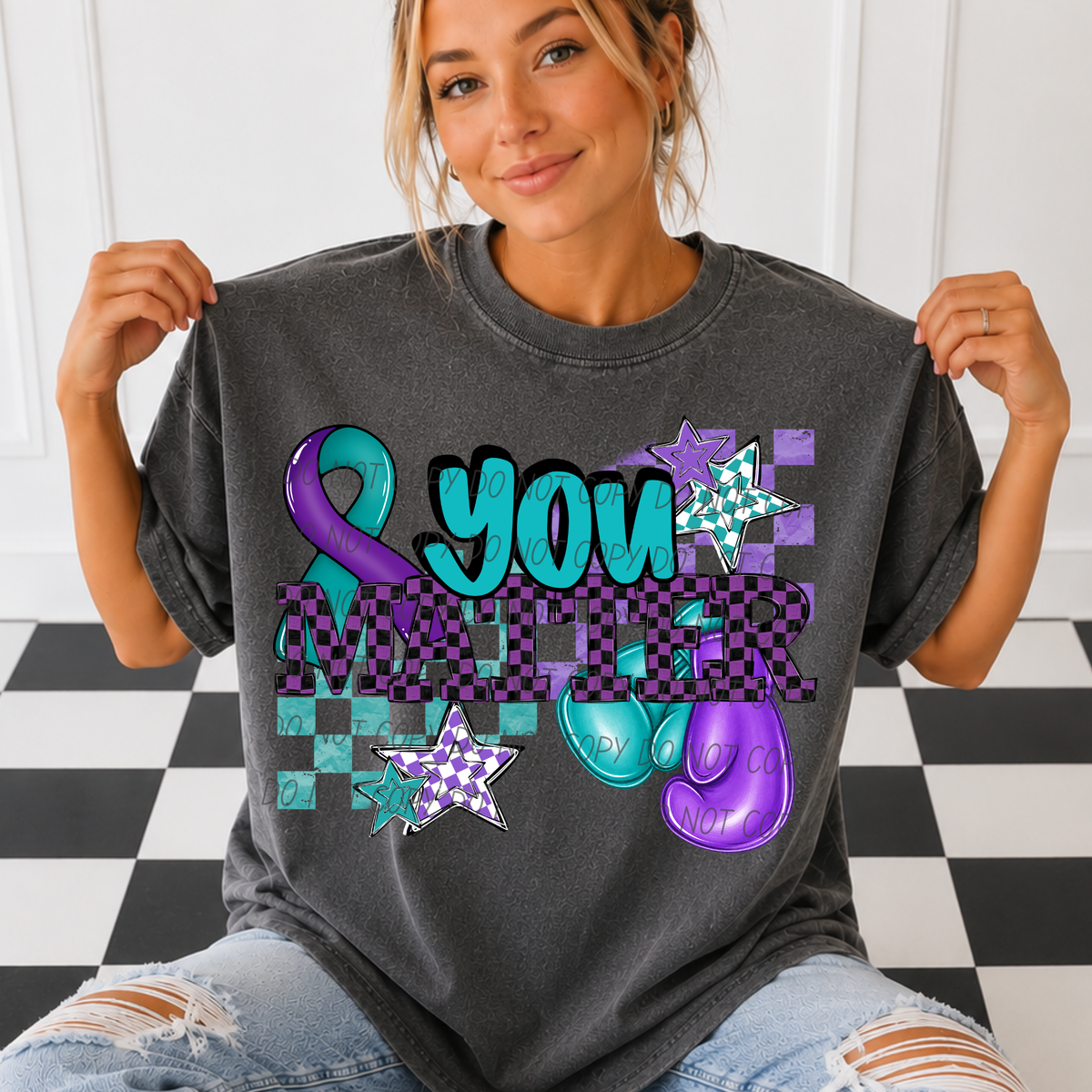 You matter-purple checkered font (CITY) DTF Transfer