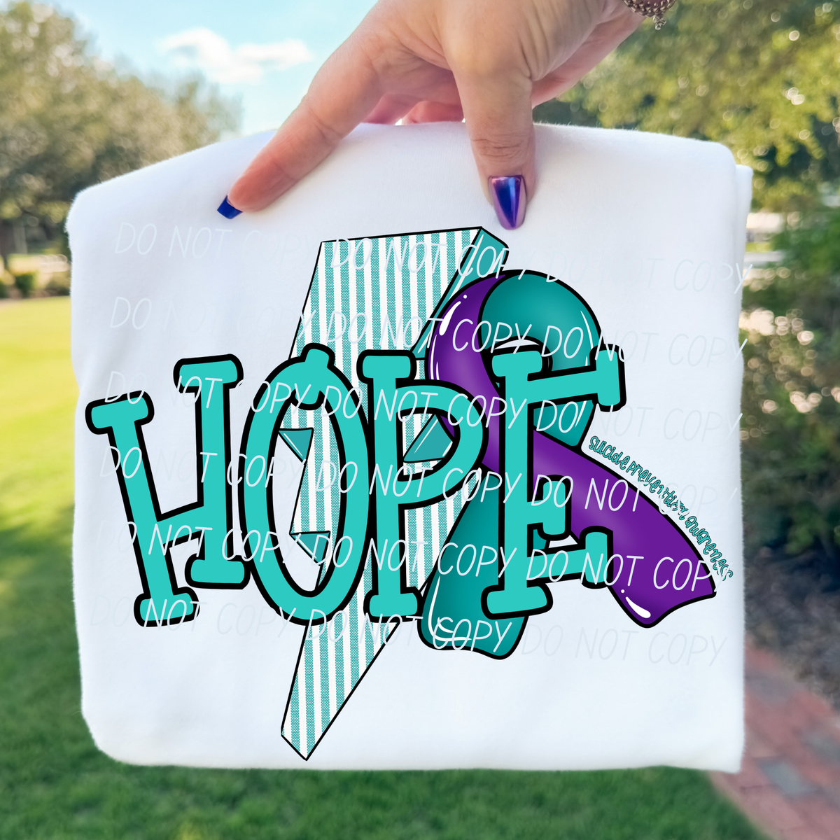 Hope-lighting bolt and ribbon (CITY) DTF Transfer