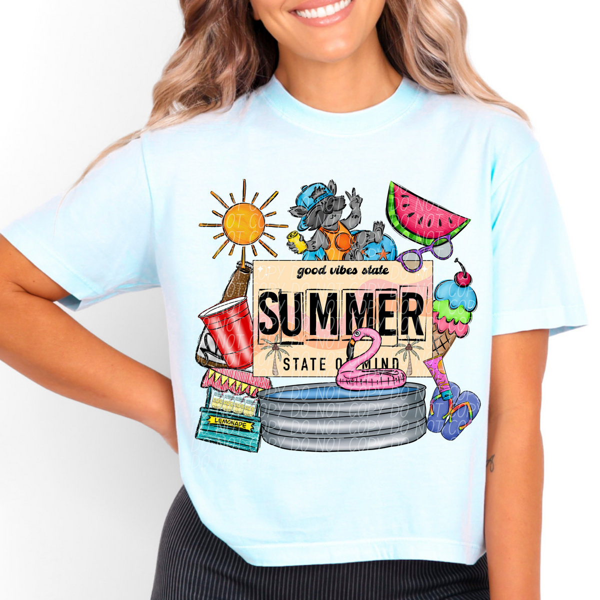 Summer State of Mind Grey Pool Summer items (CITY) DTF transfer