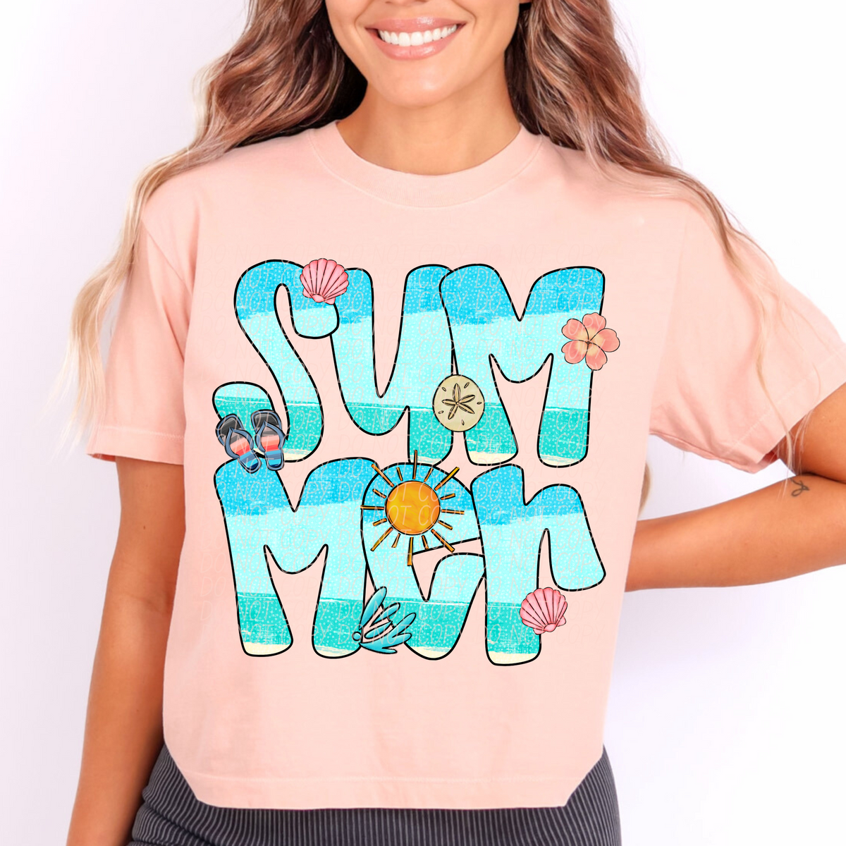 Summer State of Mind blue gradient with beach things (CITY) DTF transfer