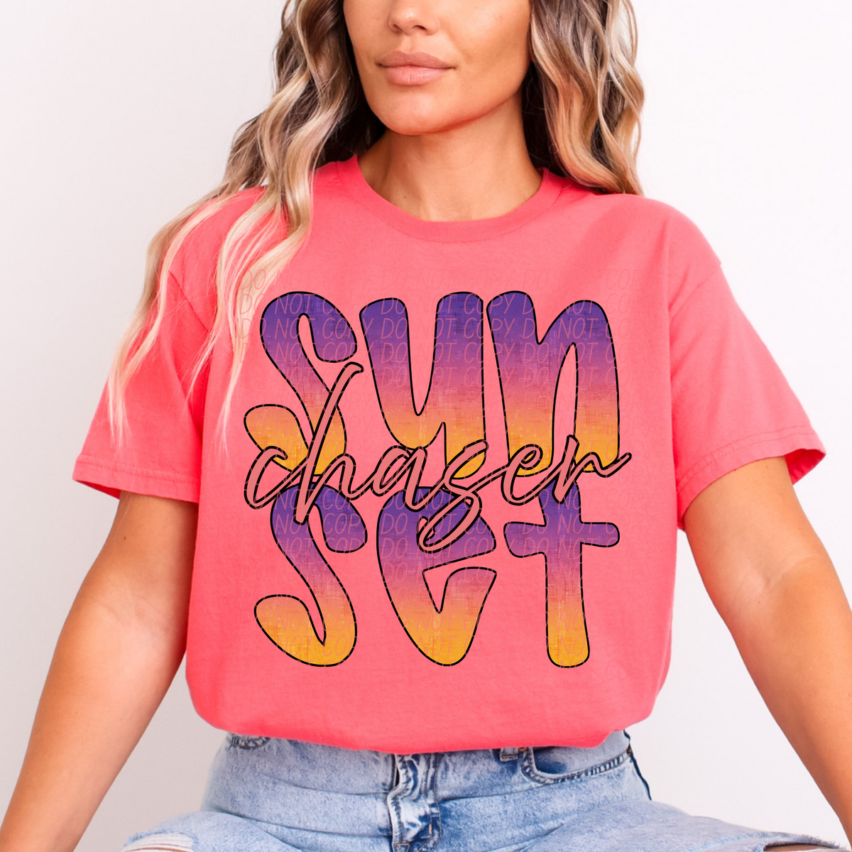 Sunset Chaser Purple Ombre ORANGE Font (CITY) DTF transfer
