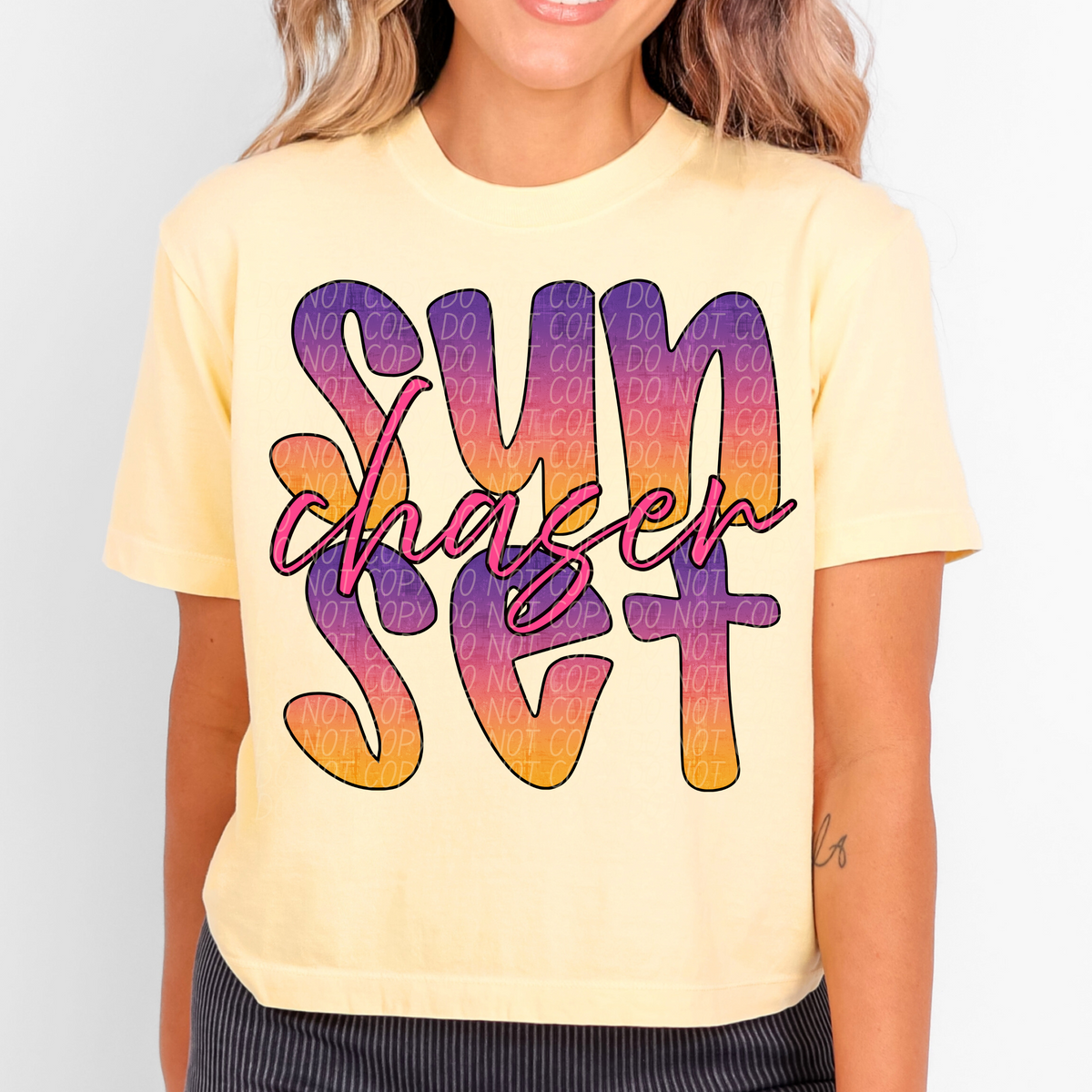 Sunset Chaser Purple Ombre PINK Font (CITY) DTF transfer