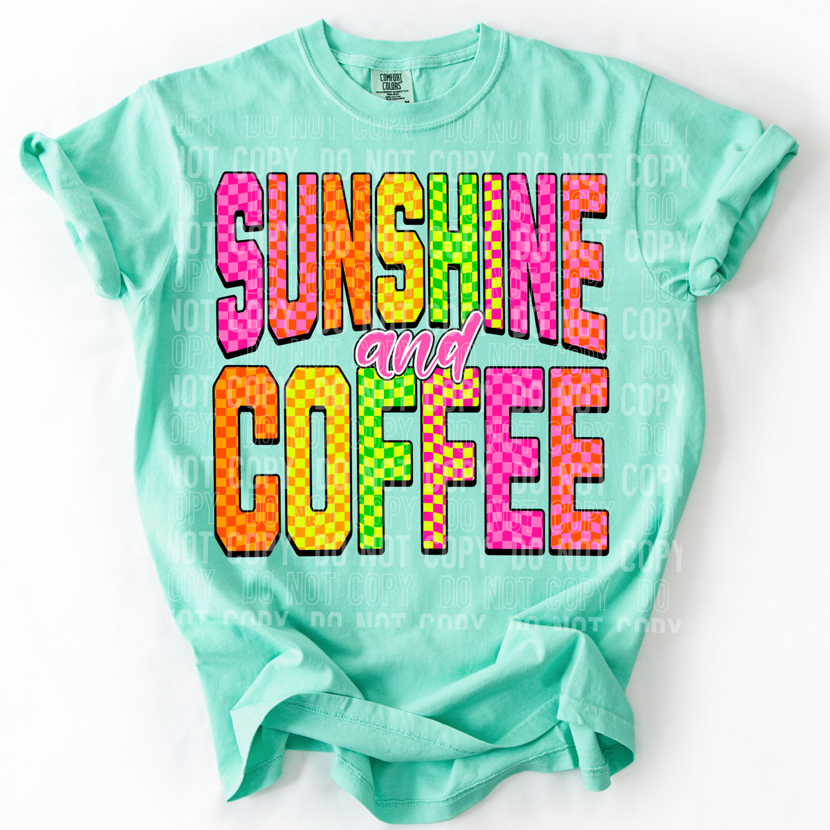 Sunshine and coffee colorful checkered (SBB) Sunday Special DTF transfer